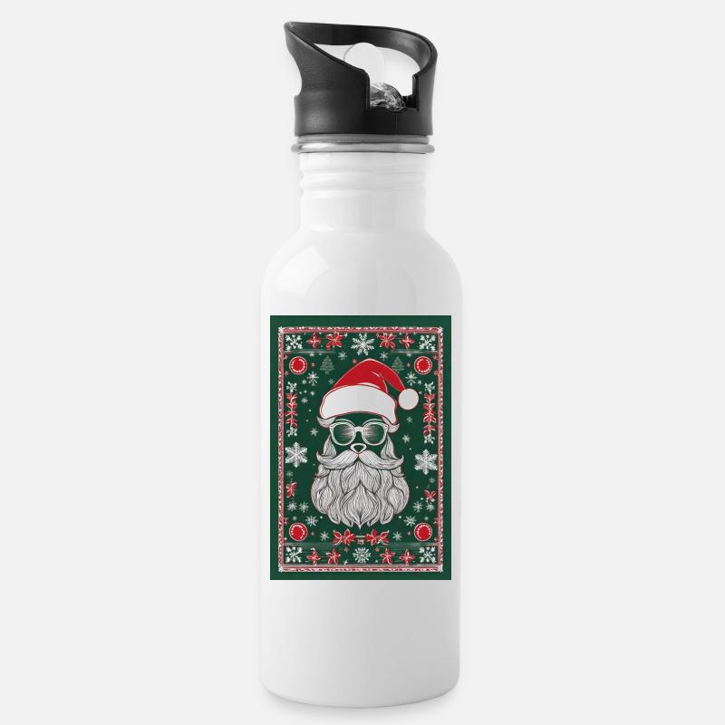 Ugly Christmas I - Trinkflasche mit integriertem Trinkhalm - Weiß