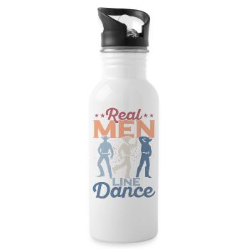 Real Men Line Dance Western Country Music - Trinkflasche mit integriertem Trinkhalm - Weiß - Rechts