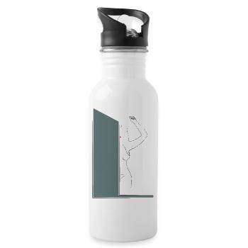 Frau - Trinkflasche mit integriertem Trinkhalm - Weiß - Rechts