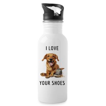 I love your shoes - Trinkflasche mit integriertem Trinkhalm - Weiß - Rechts