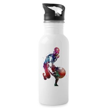 Sport de basket-ball #basketball - Gourde avec paille intégrée - blanc - Droite