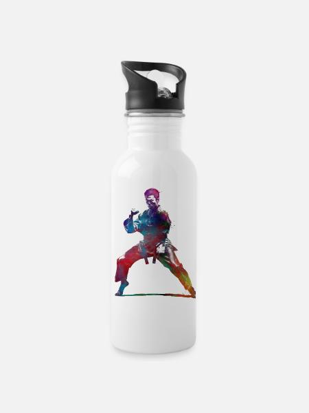 Karaté sport #karate #sport - Gourde avec paille intégrée - blanc