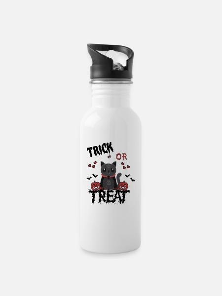 schrecklich niedliches Design trick or treat - Trinkflasche mit integriertem Trinkhalm - Weiß