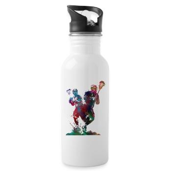 L’art sportif de la crosse #lacrosse #sport - Gourde avec paille intégrée - blanc - Droite