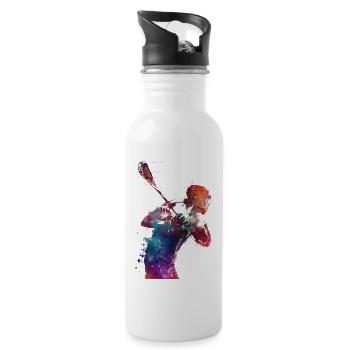 L’art sportif de la crosse #lacrosse #sport - Gourde avec paille intégrée - blanc - Droite