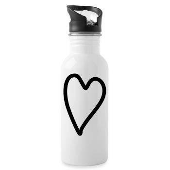 Heart Simple - Water bottle with straw - white - Right