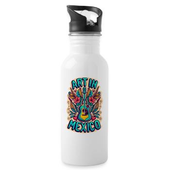Kunst in Mexiko - Trinkflasche mit integriertem Trinkhalm - Weiß - Rechts