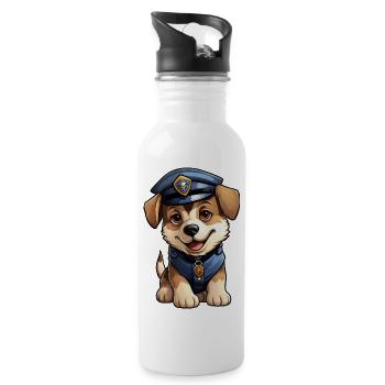 Dog Policewoman - Water bottle with straw - white - Right