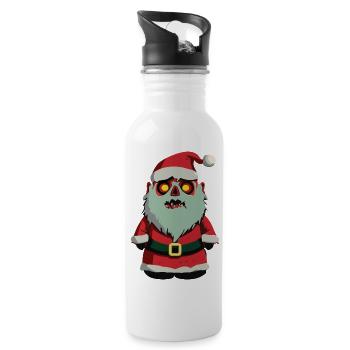 Zombie Santa Claus / Merry Christmas - Water bottle with straw - white - Right