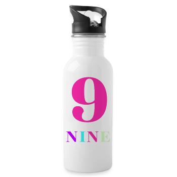 Nine-9th Anniversary - Water bottle with straw - white - Right