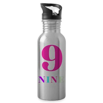 Neun-9-jähriges Jubiläum - Trinkflasche mit integriertem Trinkhalm - Lightsilver - Rechts