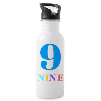 Nine-9th Anniversary - Water bottle with straw - white - Right