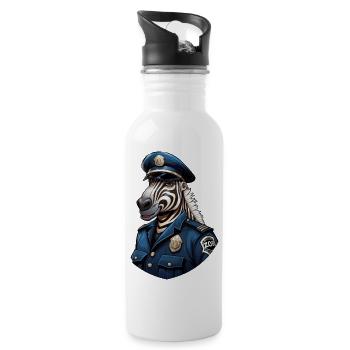 Policier zèbre - Gourde avec paille intégrée - blanc - Droite