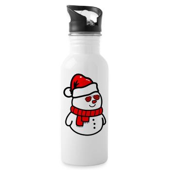 Schneemann Sonnenbrille - Trinkflasche mit integriertem Trinkhalm - Weiß - Rechts