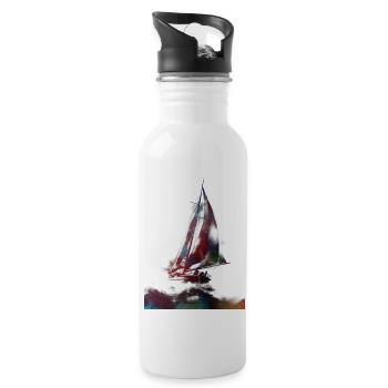 Sailing sport art #sailing - Water bottle with straw - white - Right
