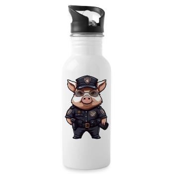 Policier cochon - Gourde avec paille intégrée - blanc - Droite