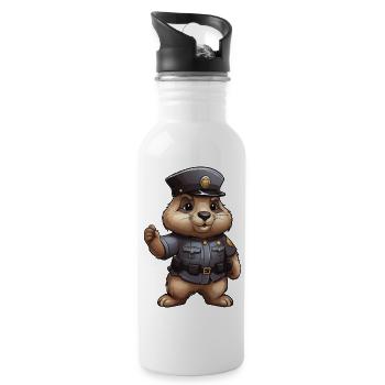 Marmotte Policier - Gourde avec paille intégrée - blanc - Droite