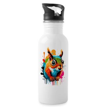 Écureuil Sciurus - Écureuil Coloré - Gourde avec paille intégrée - blanc - Droite