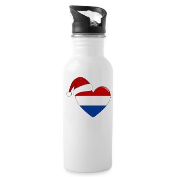 Holland Flagge Weihnachten Herz - Trinkflasche mit integriertem Trinkhalm - Weiß - Rechts