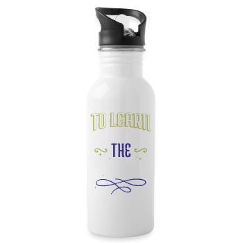 Couples Beach Present Baby Dinosaur Tshirt Gift - Water bottle with straw - white - Right