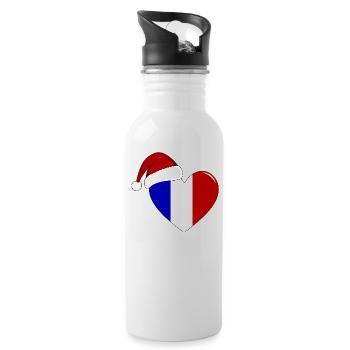 Frankreich Flagge Weihnachten Herz - Trinkflasche mit integriertem Trinkhalm - Weiß - Rechts