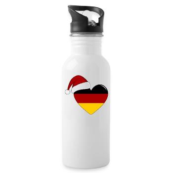 Drapeau de l’Allemagne Coeur de Noël - Gourde avec paille intégrée - blanc - Droite