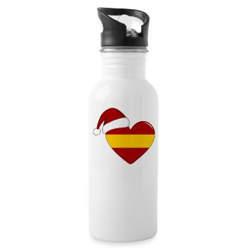 Spanien Flagge Weihnachten Herz - Trinkflasche mit integriertem Trinkhalm - Weiß - Rechts
