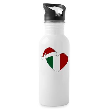 Italien Flagge Weihnachten Herz - Trinkflasche mit integriertem Trinkhalm - Weiß - Rechts