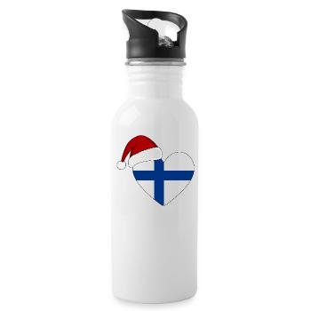 Coeur de Noël drapeau Finlande - Gourde avec paille intégrée - blanc - Droite