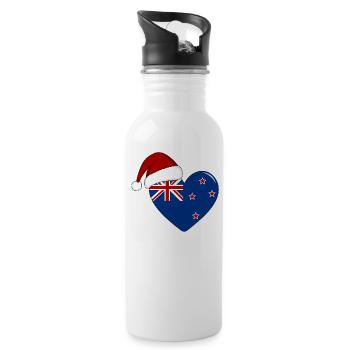 Coeur de Noël drapeau Nouvelle-Zélande - Gourde avec paille intégrée - blanc - Droite
