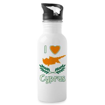 I Love Cyprus - Trinkflasche mit integriertem Trinkhalm - Weiß - Rechts