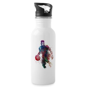 Basketballsport #basketball - Trinkflasche mit integriertem Trinkhalm - Weiß - Rechts
