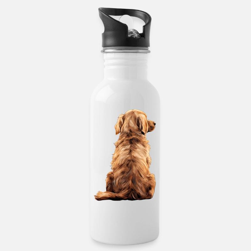 Golden retriever - Gourde avec paille intégrée - blanc