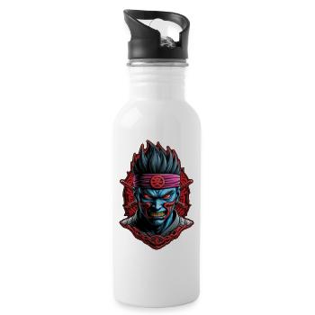 Samurai Warrior - Japan - Demon - Water bottle with straw - white - Right