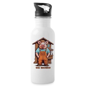 Bob the Construction Sow, Craftsman Pig - Water bottle with straw - white - Right