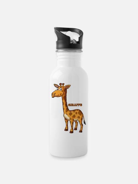 Verspielte Giraffe Illustration - Trinkflasche mit integriertem Trinkhalm - Weiß