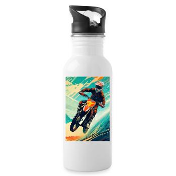 Motocross I - Gourde avec paille intégrée - blanc - Droite