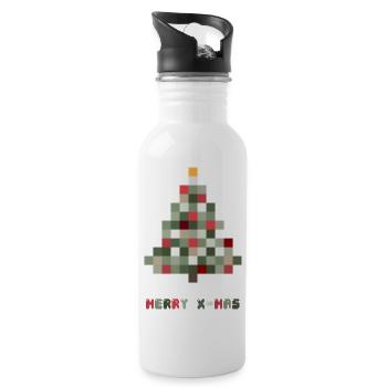 Joyeux Noël 8 bits rétro sapin de Noël - Gourde avec paille intégrée - blanc - Droite