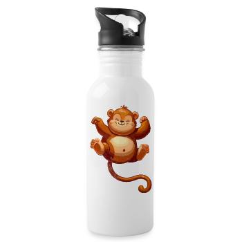 Cute Animal Jungle - Water bottle with straw - white - Right