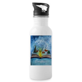 Enchanted Book with Magical Christmas Village - Water bottle with straw - white - Right