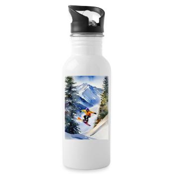 Snowboarder I - Gourde avec paille intégrée - blanc - Droite