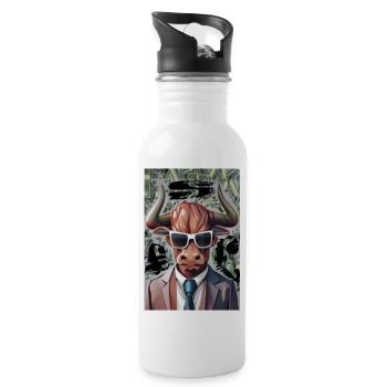 Bull Buisness - Trinkflasche mit integriertem Trinkhalm - Weiß - Rechts