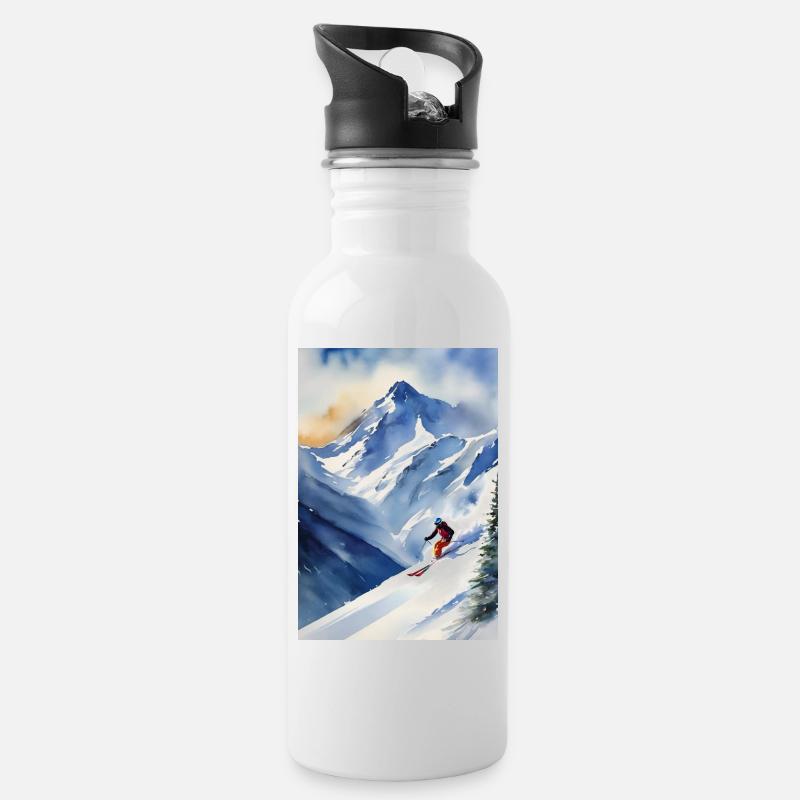 Ski II - Trinkflasche mit integriertem Trinkhalm - Weiß