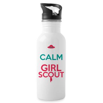Calm & Scout-Ready: Girl's Adventure Tee - Water bottle with straw - white - Right