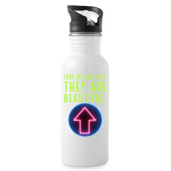 Beautiful eyes - Trinkflasche mit integriertem Trinkhalm - Weiß - Rechts