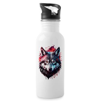 Wolf Tattoo - Water bottle with straw - white - Right