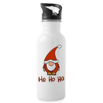 Weihnachtsmann Klein Dick hohoho - Trinkflasche mit integriertem Trinkhalm - Weiß - Rechts