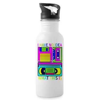Musik, Retro, Heavy Metal, Hard Rock, Punk, Vinyl, Pop - Trinkflasche mit integriertem Trinkhalm - Weiß - Rechts