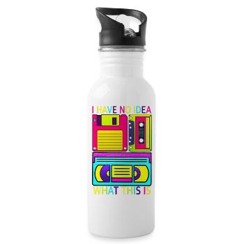 Music, Retro, Heavy Metal, Hard Rock, Punk, Vinyl, Pop - Water bottle with straw - white - Right