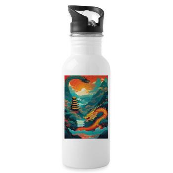 Year of the Dragon I - Water bottle with straw - white - Right